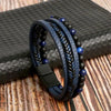 Men's Multi-Layer Woven Leather Bracelet with Alloy Magnetic Buckle - Punk Style, 19/21/23 cm (7.5/8.3/9.1 in)