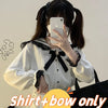 Kawaii Jirai Kei Lolita Y2K Japanese Style Blouse with Peter Pan Collar Long Sleeve Sweet Aesthetic Top for Women