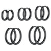 U7 Stainless Steel 5-Pair Round Huggie Hoop Earring Set — Unisex 8/10/12/14/16 mm (0.31/0.39/0.47/0.55/0.63 in) Mix of Gold, Black, Silver