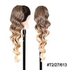 Long Ombre Blonde Synthetic Clip-In Braided Wavy Ponytail Hairpiece — Black to Brown Hair Extension