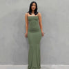 NSANGU Satin Slip Backless Maxi Dress Y2K Sleeveless Spaghetti Strap A-Line Evening Dress