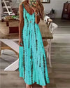 Plus Size Tie-Dye Print Summer Sundress Flared Hem Spaghetti Strap Dress