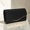 Glitter Envelope Clutch with Chain - Black Evening Party Bag