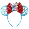 Disney Lilo & Stitch Mickey Mouse Ears Headband, Sequined 5-inch (12.7 cm) Bow Hairband for Women, Girls & Kids