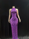 Sparkling Sequin & Crystal Long Evening Gown - Sheer Sexy Ball Party Dress for Women