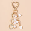 Bowknot Love Heart Keychain with Crystal Pearl Cute Handbag Key Ring Gift for Women and Girls
