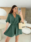 Women's Summer Wide-Leg Jumpsuit - Office Lady Polyester Romper