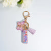 Sequin Letter Keychain with Tassel & Butterfly Charm – Initial A-Z Resin Keyring for Women, Bag & Car (55mm / 2.2 in)