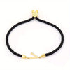 Black Letter Bead Rope Bracelet for Women – Simple Classic Hand-Knot Rope Jewelry with Stainless Steel Accent