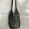 Handwoven Wooden Bead Bucket Bag - Hollow-Out Beaded Tote Shoulder Beach Handbag for Women