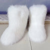 Women's Mid-Calf Faux Fox Fur Snow Boots, Plush Warm Slip-On Furry Winter Boots