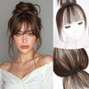 Black 100% Human Hair Clip-In Bangs for Women - Airy Wispy Fringe with Sideburns, Blunt Cut Hairpiece Extensions for Daily Wear