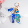 Acrylic Alphabet (A-Z) Tassel Keychain with Crystal Butterfly Charm - Fashion Key Ring Gift for Women