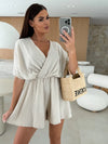 Women's Summer Wide-Leg Jumpsuit - Office Lady Polyester Romper