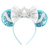 Disney Lilo & Stitch Mickey Mouse Ears Headband, Sequined 5-inch (12.7 cm) Bow Hairband for Women, Girls & Kids