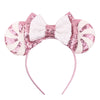 Sequin Snowflake Mouse Ear Headband with 5\" (12.7 cm) Bow – Kids & Adults Festival Party Cosplay Hairband