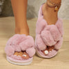 Women's Faux Fur Shearling Slippers — Cozy Indoor Slip-On with Instep & Toe Strap, EVA Sole