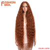 Synthetic Lace Front Wig 42-Inch (105 cm) Ombre Brown Loose Water Wave Curly Heat-Resistant Cosplay Wig