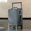 Front-Opening Polycarbonate Carry-On Spinner with Aluminum Frame, Laptop Compartment, USB Charging Port & Lock