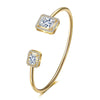Geometric Gold-Color Cuff Bangle with Cubic Zirconia, Women's Fashion Bracelet for Party & Everyday