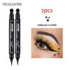 2-in-1 Liquid Eyeliner Pen with Moon Stamp, Waterproof Long-Lasting Black