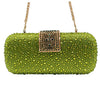 Green Crystal Evening Clutch with Purple Rhinestones, Acrylic Bridal Party Handbag, 22 x 5.5 x 10 cm (8.7 x 2.2 x 3.9 in)