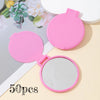 50-Pack Mini Foldable Round Makeup Mirrors - Portable Compact Travel Mirrors for Women, Polished Glass, Floor-Mount