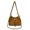 Biker Rhombus Chain Bucket Bag - Retro Faux Suede Crossbody Shoulder Bag for Women