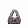 Hana Lau Women's Faux Fur Hobo Shoulder Bag – Soft Zipper Handbag, 27 cm x 14 cm (10.6 x 5.5 in)