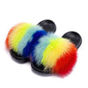 Real Fox Fur Slides for Women Luxury Furry Flat Slide Sandals