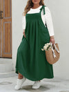 Plus Size Tie-Shoulder Overalls Maxi Dress with Pockets — Casual Sleeveless Loose Summer (1XL-4XL)