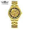 Golden Phoenix Skeleton Dial Automatic Women's Watch Stainless Steel Waterproof Luxury