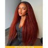 Reddish Brown Kinky Straight Remy Human Hair Wig – 13x4 HD Lace Frontal & 4x4 Closure, Glueless, Long 26+ Inch (66+ cm)