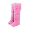 Women's Thigh-High Faux Fur Mongolian Boots - Over-the-Knee Winter Snow Boots with Non-Slip EVA Sole