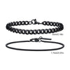 2-Pack Men's Stainless Steel Chain Bracelets — Twist Rope & Cuban Link, Silver Gold Black, 18/21/23 cm (7.1/8.3/9.1 in)