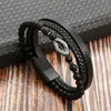 Men's Multi-Layer Woven Leather Bracelet with Alloy Magnetic Buckle - Punk Style, 19/21/23 cm (7.5/8.3/9.1 in)
