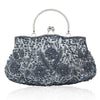 Retro Beaded Evening Clutch - Floral Sequin Wedding Party Handbag with Chain Strap