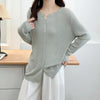 Plus Size Women's V-Neck Knitted Cardigan – Soft Casual Solid Sweater for Spring/Autumn