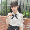 Kawaii Jirai Kei Lolita Y2K Japanese Style Peter Pan Collar Blouse Long Sleeve Sweet Bow Casual Aesthetic Top