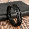 Men's Multi-Layer Woven Leather Bracelet with Alloy Magnetic Buckle - Punk Style, 19/21/23 cm (7.5/8.3/9.1 in)