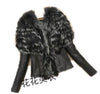 Women's PU Faux Leather Coat with Faux Raccoon Fur Trim Loose Streetwear Jacket Autumn Winter