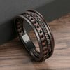 Classic Tiger Eye Beaded Multi-Layer Leather Bracelet for Men — Magnetic Clasp, Punk Style (19/21/23 cm | 7.5/8.3/9.1 in)