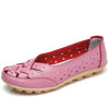 Women's Plus Size PU Leather Loafers – Hollow Breathable Flat Casual Shoes (Sizes 3.5–16 / 22–28.5 cm)