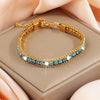 Gold Cubic Zirconia Stainless Steel Adjustable Women's Tennis Bracelet 17-20 cm (6.7-7.9 in) Non-Tarnish Iced-Out Chain