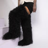 Women's Thigh-High Faux Fur Mongolian Boots - Over-the-Knee Winter Snow Boots with Non-Slip EVA Sole