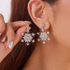 Snowflake Crystal Zircon Pearl Drop Stud Earrings for Women – Christmas New Year Party Gift