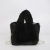 Faux Rabbit Fur Small Square Chain Shoulder Bag - Plush Crossbody Handbag for Autumn Winter
