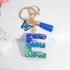 Acrylic Alphabet (A-Z) Tassel Keychain with Crystal Butterfly Charm - Fashion Key Ring Gift for Women