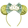 Mickey & Minnie Sequin Ear Headband with Bow – Disney-Inspired Hairband for Women & Kids, Party Cosplay