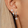 3-Pack Crystal Flower Tragus and Huggie Hoop Earring Set Gold & Silver for Cartilage, Helix & Lobe Piercing